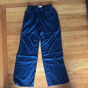 Navy Blue Satin Pants